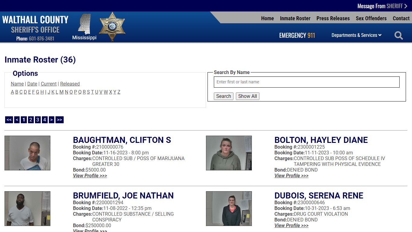 Inmate Roster - Current Inmates - Walthall County MS Sheriff's Office