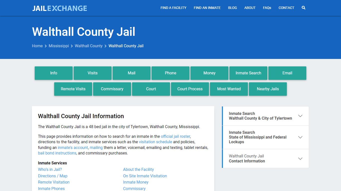 Walthall County Jail, MS Inmate Search, Information