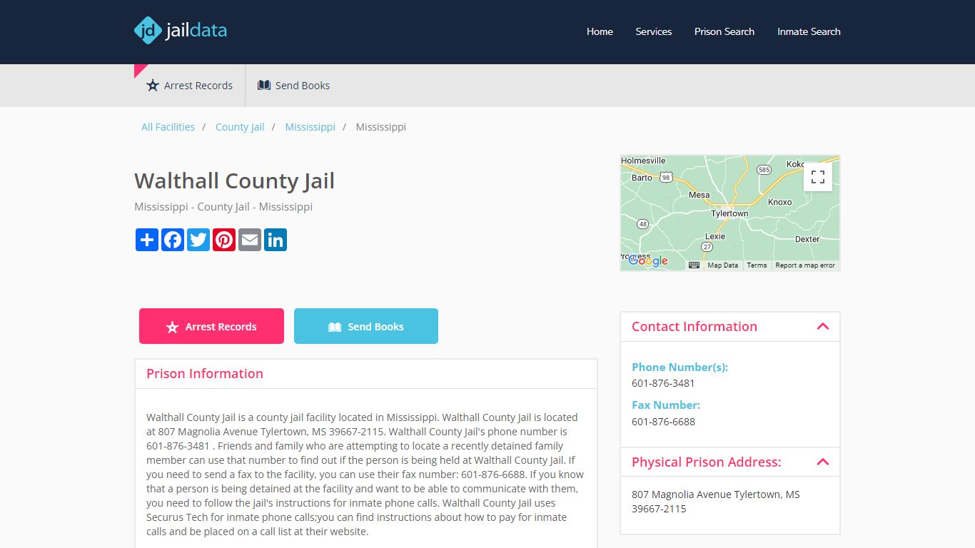 Walthall County Jail Inmate Search and Prisoner Info - Tylertown, MS